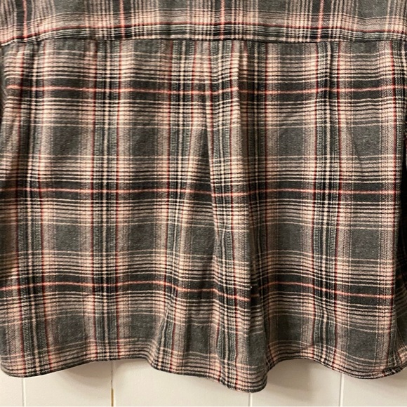 Cinq A Sept Emile Grey Plaid Button Front Crop Top Collared Shirt Cropped Cotton - Picture 12 of 12